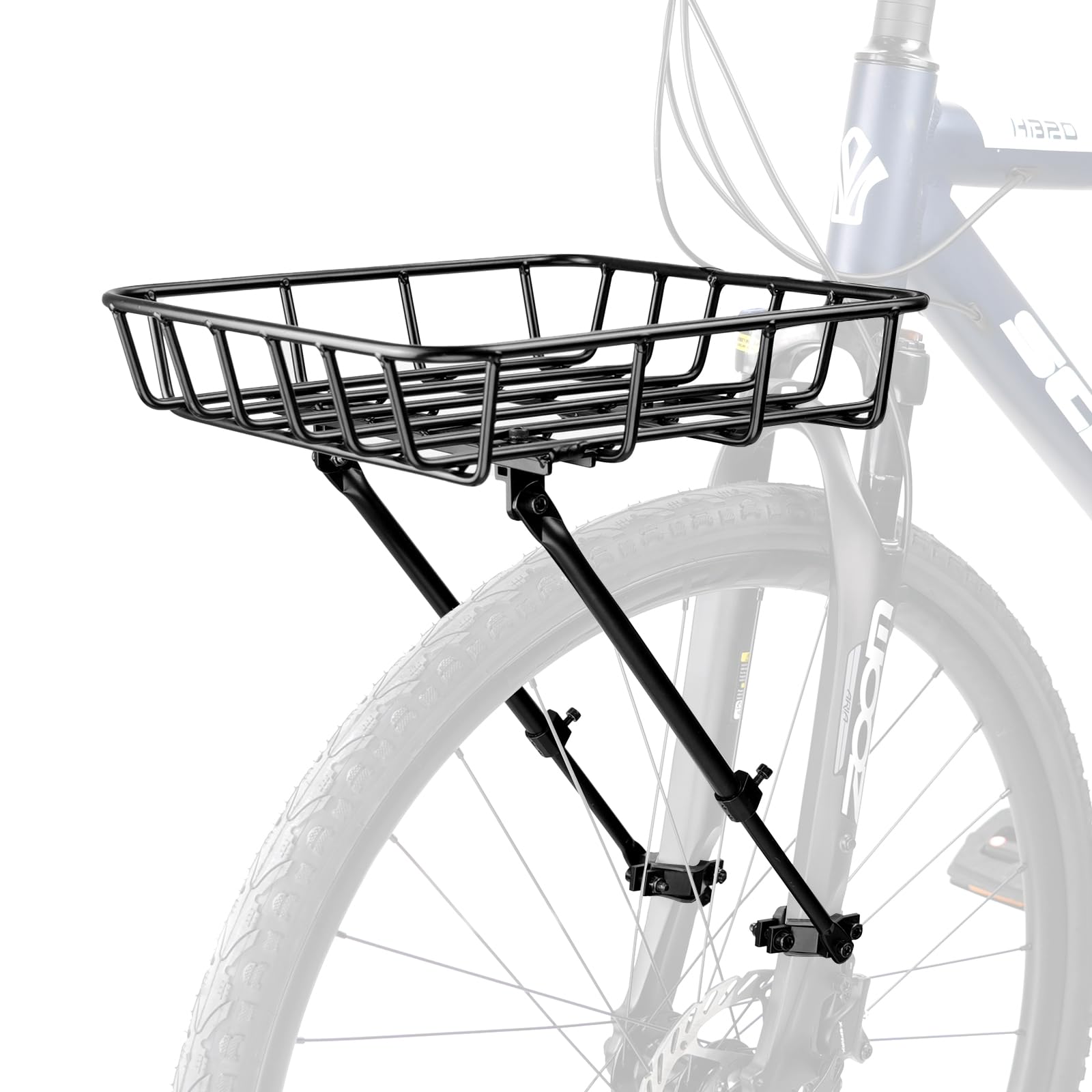 WEEROCK Fahrradkorb mit vorderem Gepäckträger, breiter Fahrradkorb mit Stützstangen, Aluminium-Vorderradkorb für Mountainbike, Beachbike und Rennrad