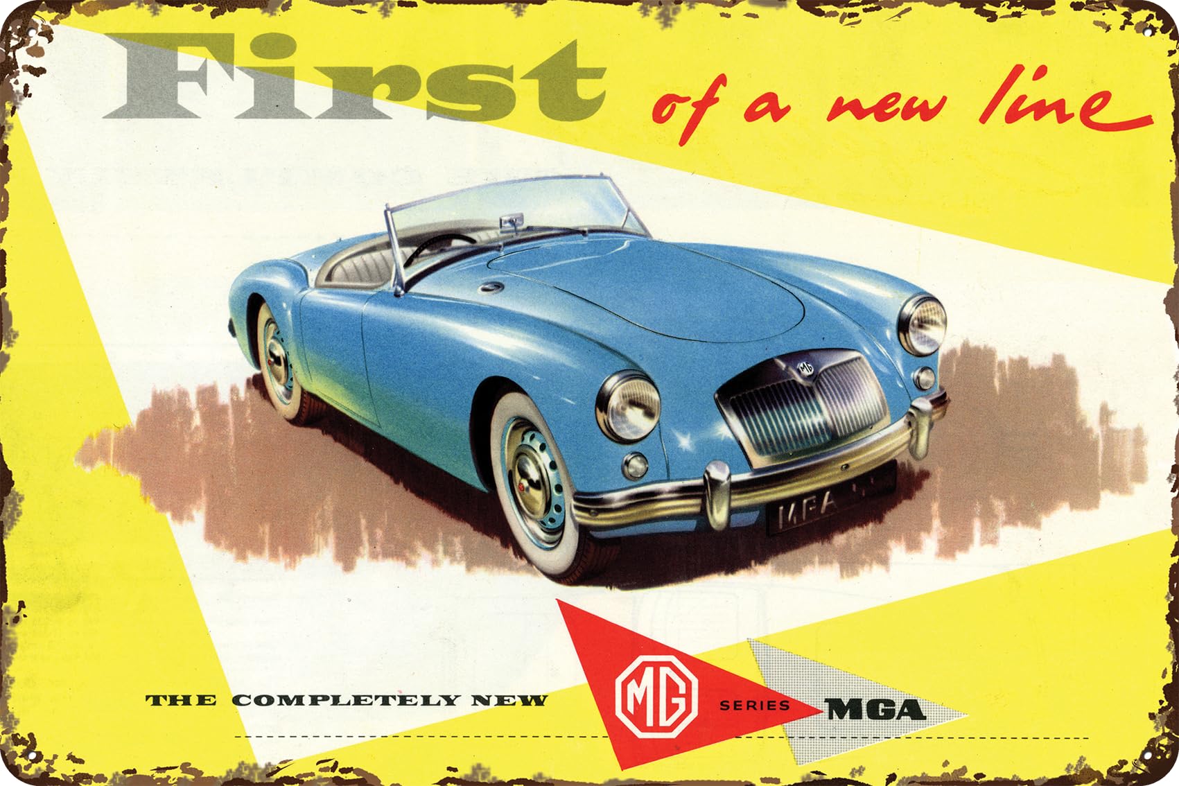 LUCKYLINDE Retro Blechschild passend für MG Oldtimer Fans und Liebhaber, Werkstatt und Garagen Schild, 20 x 30 cm - MG MGA V1