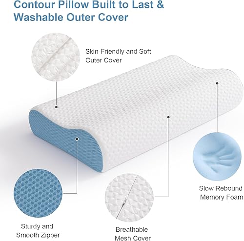 Miniatura 4 de Lukace Almohadas de espuma viscoelástica para aliviar el dolor de cuello y hombros, almohada cervical cervical, almohada ergonómica para contorno