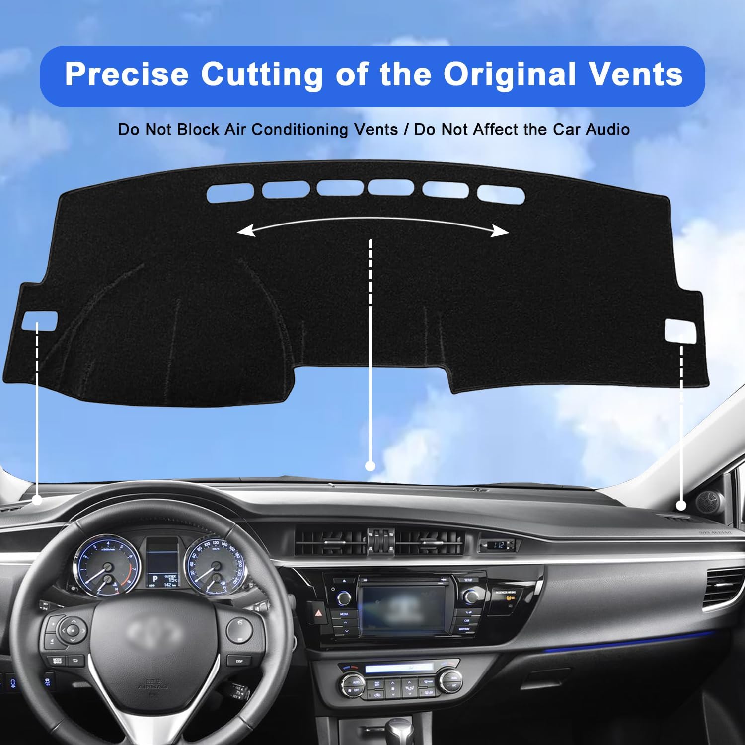 Dashboard Dash Cover Mat for Toyota Corolla 2007 2008 2009 2010 2011 2012 2013 Polyester Custom Fit Toyota Corolla Accessories Dash Cover (Corolla 2007-2013, Black)