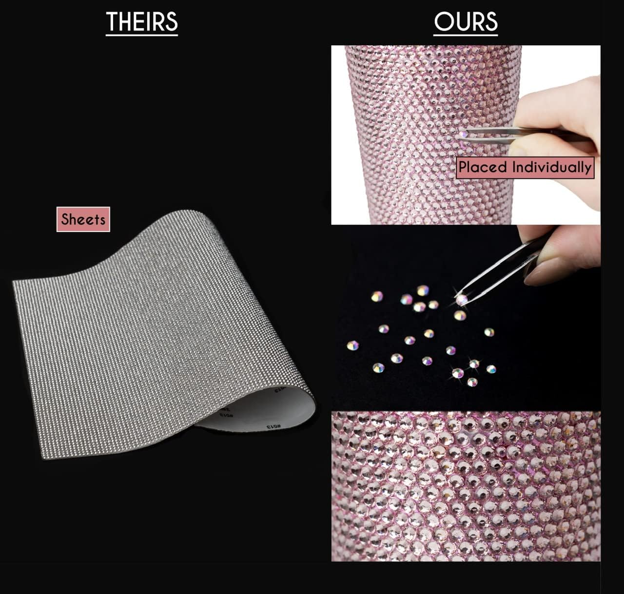 Black Sheep Bling Cup Pink| Glitter Water Bottle| Handmade Rhinestones Tumbler| Sparkly Bottle Cup| 22 oz Double Wall Bling Plastic with Lid and Straw| Studded Tumbler Party Cup