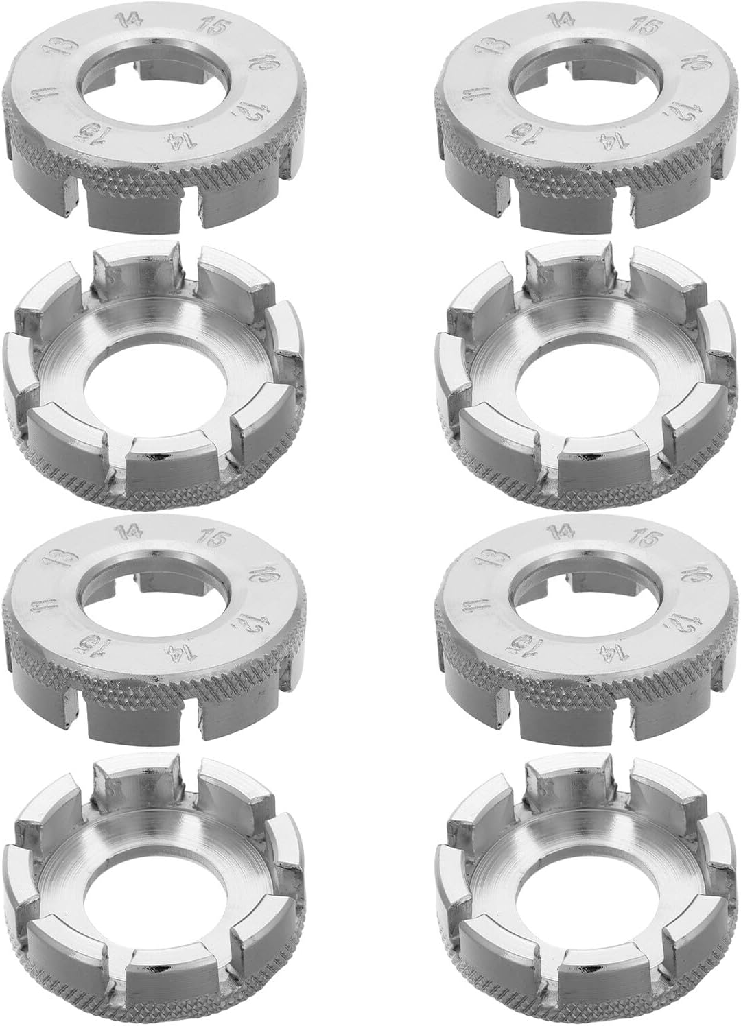 NOLITOY 8pcs Bicycle Spoke Wrench Tool Set Silver 8-Hole Steel Bike Rim Truing Tool for Cycling Wheel Tension Adjustment and Repair, Road and Mountain Bike Mechanic Kit