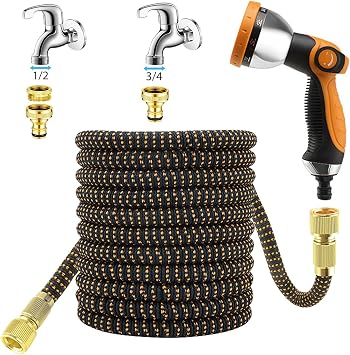 Expandable Garden Hose 25ft, Hosepipes for Garden, Hose Pipe with 10 Function Nozzles,Leak-Proof Metal Interface,Kink Free,Wear-Resistant,Hosepipe for Car Wash,Yard,Lawn