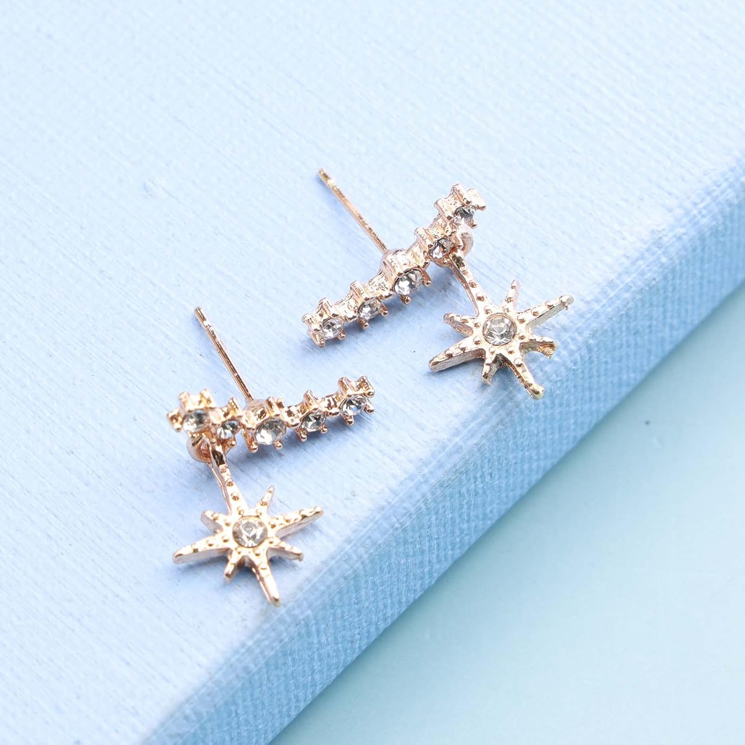 Bohemian Cz Northstar Dangle Earrings Gold Star Ear Climber Earrings Triple Star Ear Crawler Earring Retro Celestial Earrings Jewelry for Women - Image 6