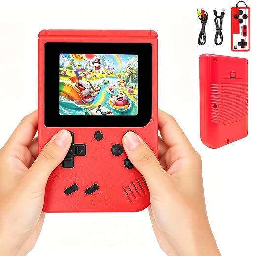 Handheld Game Console Pre-Installed 400 Video Games Portable Retro Console | Retro Gaming Console with 3.0 Inch Screen, 1020mAh Rechargeable Battery, Support 2 Players & TV Output, Gift for Boys Girls