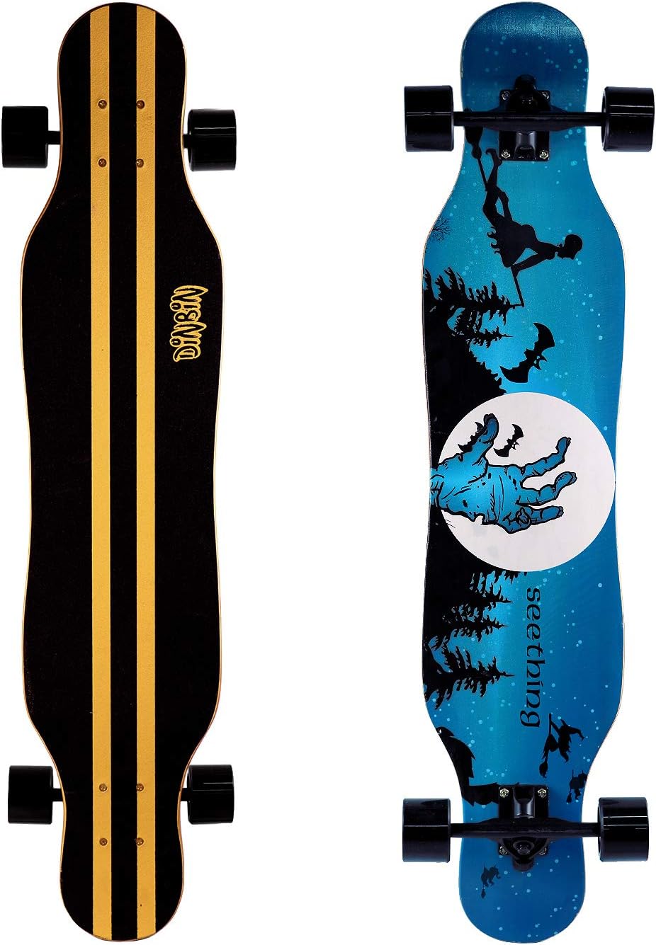 DINBIN 41 Inch Drop Through 8 Ply Maple Complete Longboards Skateboard,Cruising,Freeride Slide,Freestyle and Downhill Freestyle Cruiser for Teens or Adults