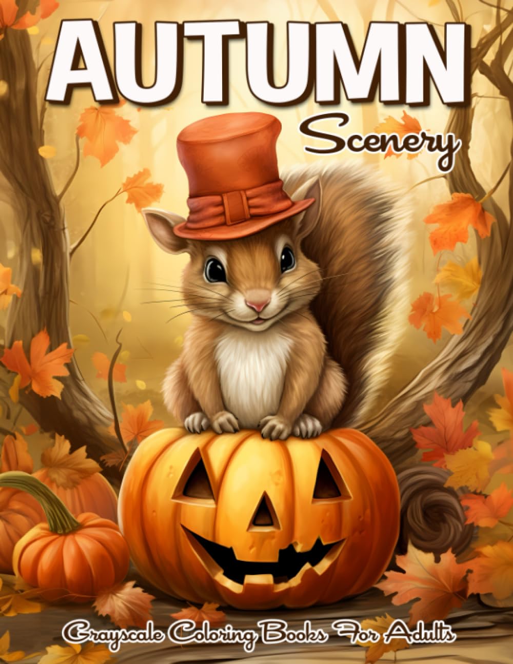 Autumn Scenery: Charming Autumn Grayscale Coloring Book For Adults With Countryside Landscape, Lovable Garden, And Much More!