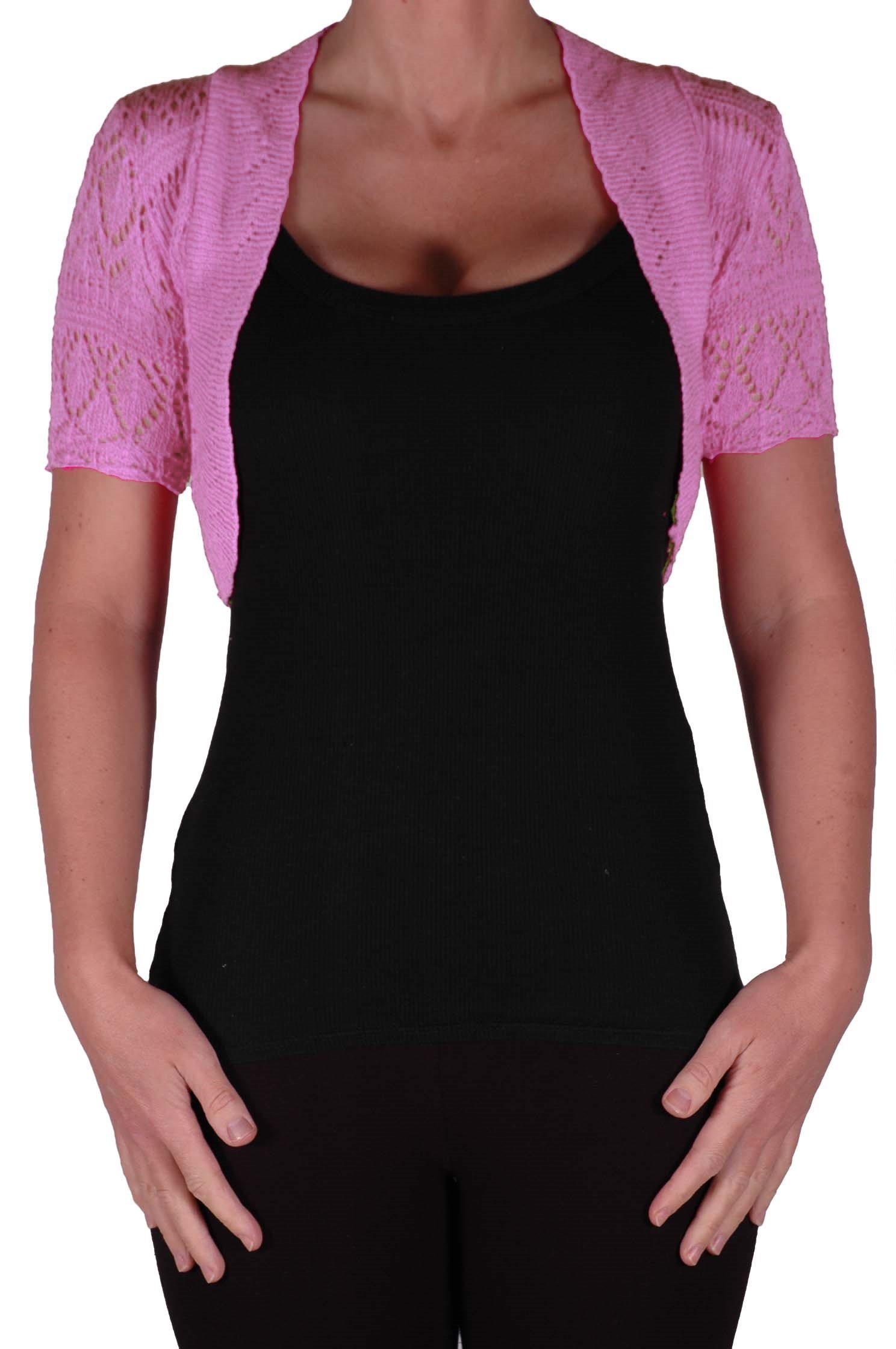 Eye Catch Women's Pink Eyecatchclothing - Erin One Size Bolero Knit Shrug