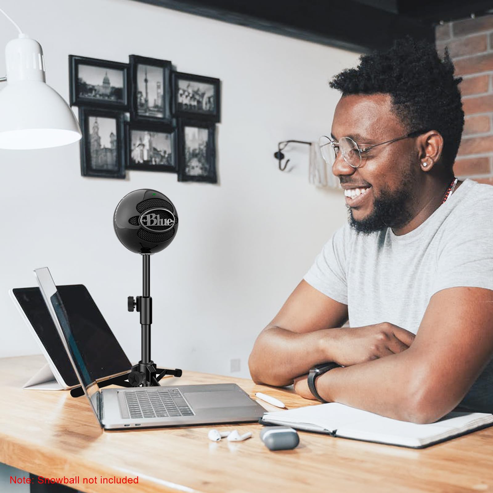 JCWINY Trépied de microphone de bureau pliable et portable avec support de clip pour microphone de table réglable pour Blue Yeti Snowball Spark et autres microphones dynamiques
