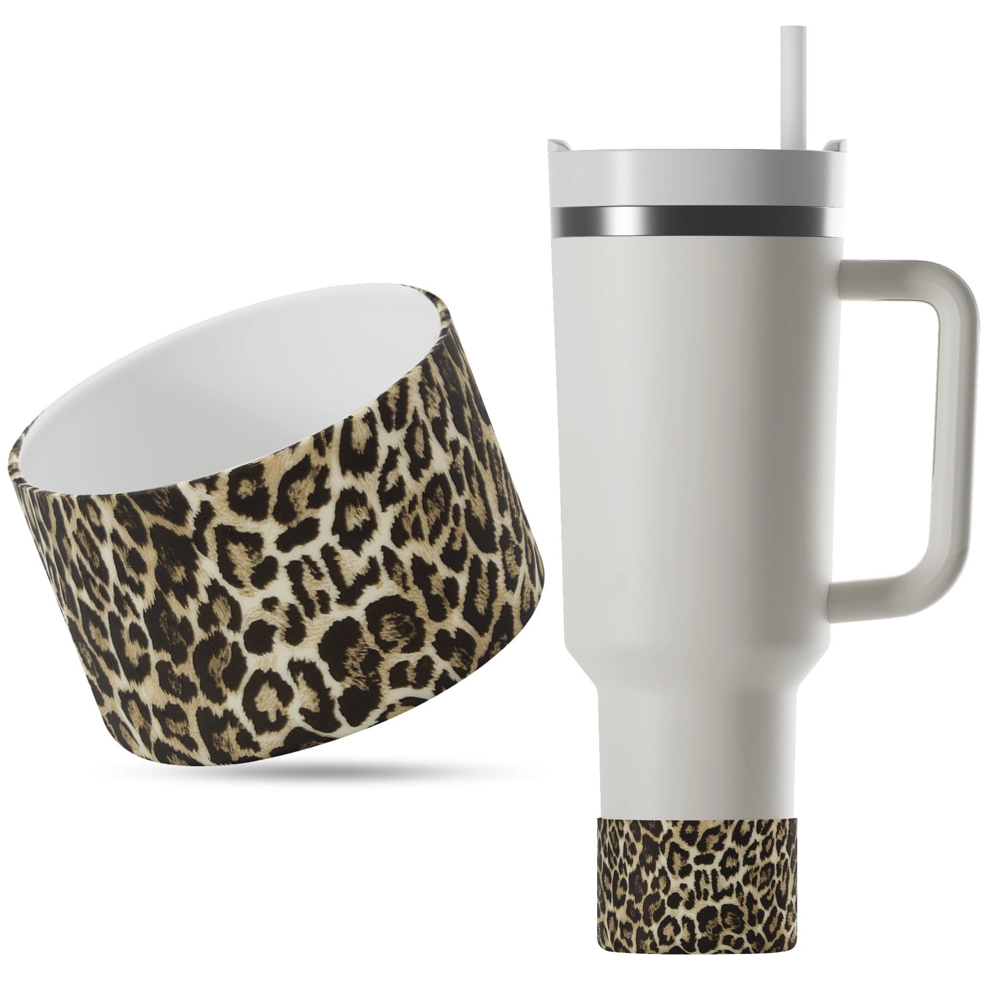 REUZBL Silicone Leopard Graphic Boot Sleeve Protector Compatible with 12-40 oz Double-Wall Vacuum Insulated Stainless Steel Water Bottles (Brown Leopard, Fits 12-24 oz Bottles)