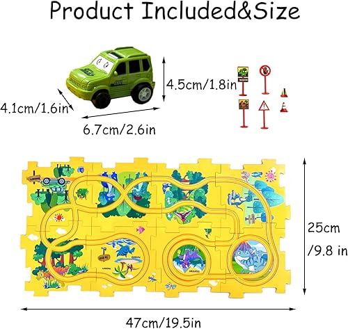 Miniatura 41 de Regalo de cumpleaños para niño de 4 años: set de pista de autos Puzzle Racer con mapa de carretera. Juguete de pista de autos y rompecabezas ideal