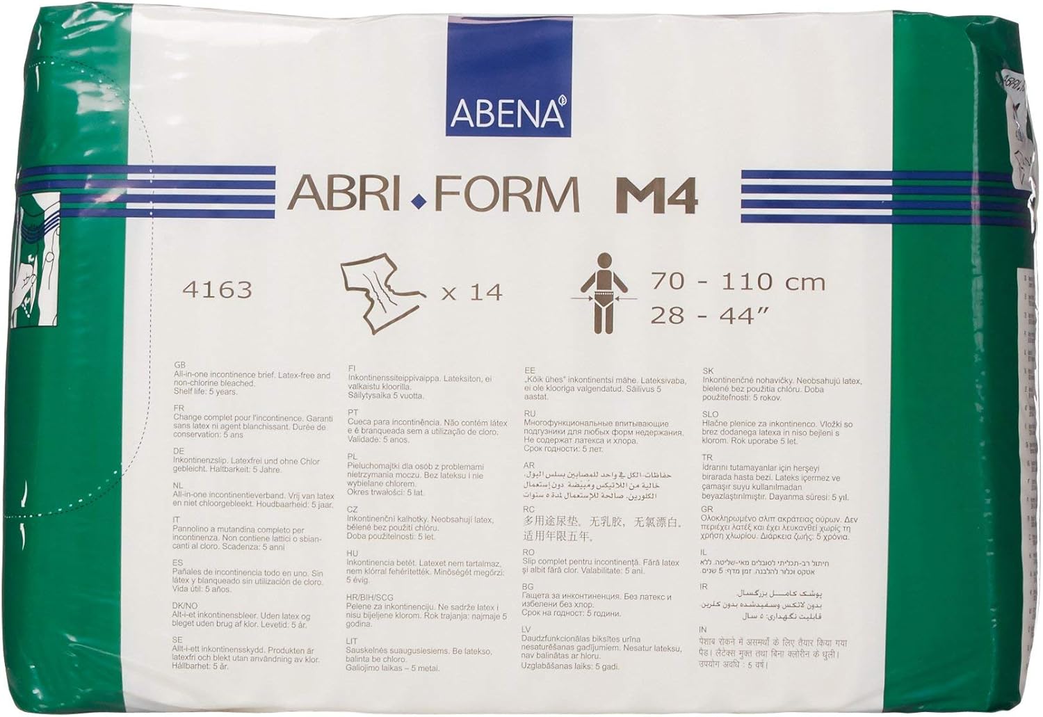 Abena Abri-Form Comfort Plastic-Backed Briefs, Level 4, (Medium To Large Sizes) Medium, 42 Count
