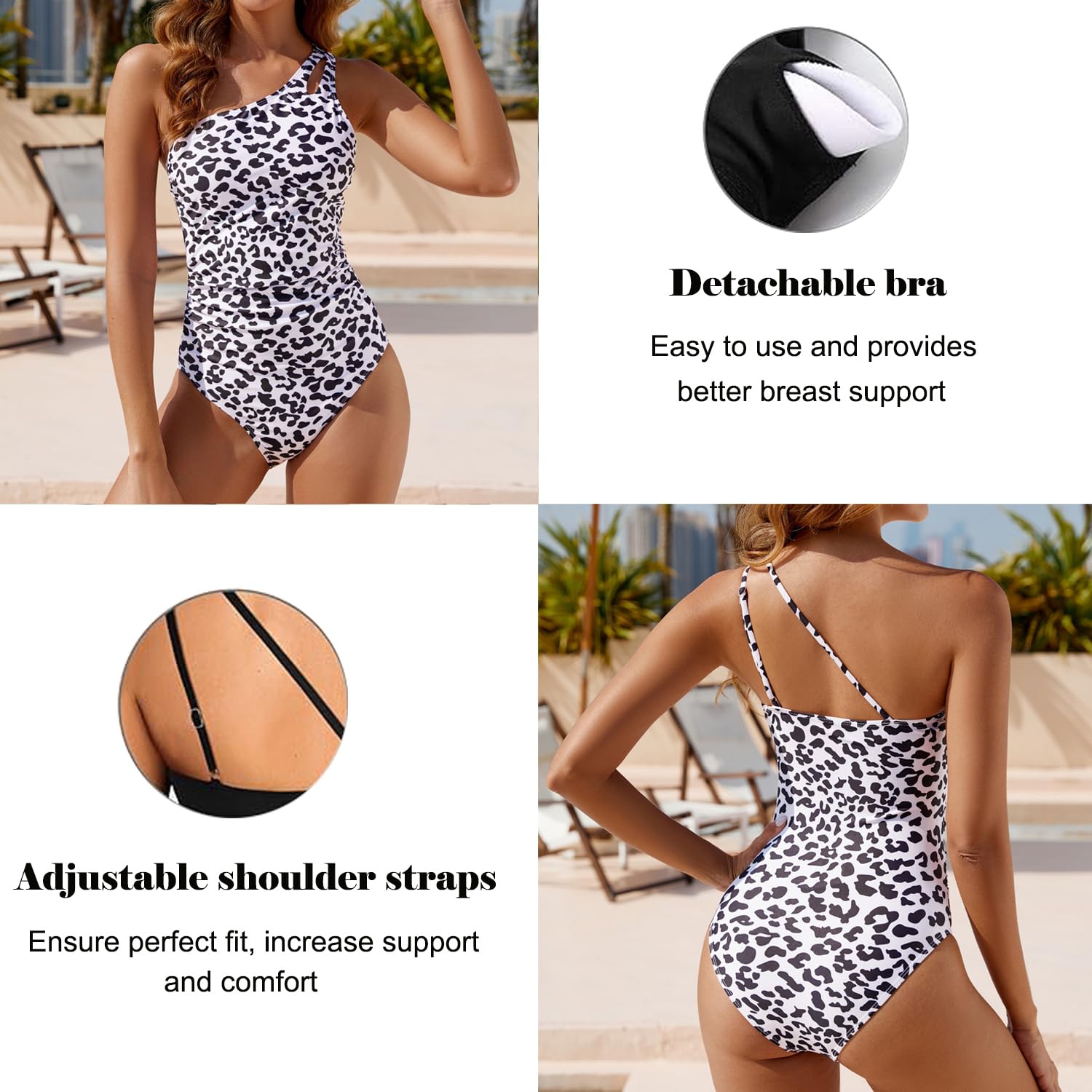 USUN Damski jednoczęściowy strój kąpielowy z dekoltem w szpic, eleganckie stroje kąpielowe z falbanami push-up, strój kąpielowy Monokini Kontrola brzucha vintage seksowny wysoki stan strój kąpielowy z