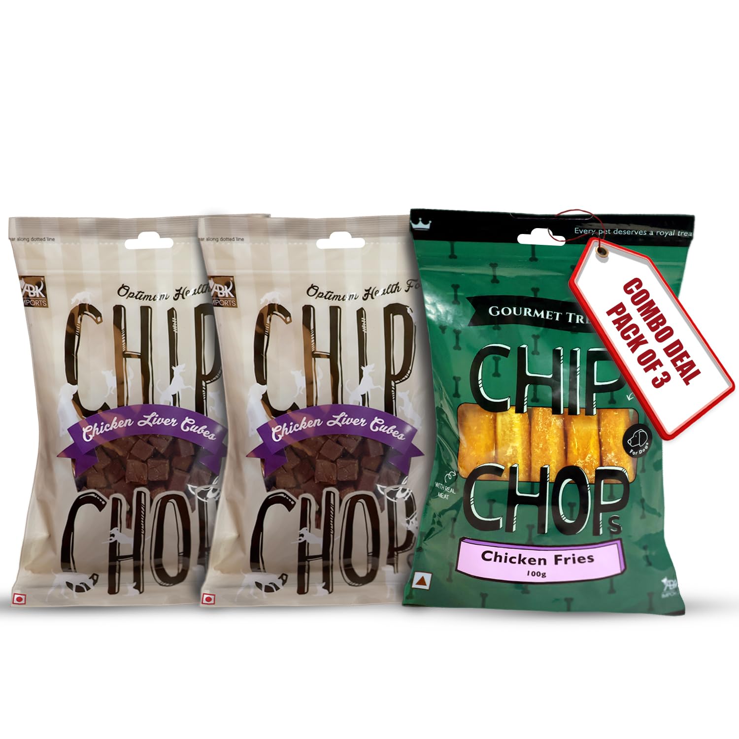 Chip Chops Dog Treat Combo (Chicken Fries Gourmet Dog Treats, 100gm-1pc and Chicken Liver Cubes, 70gm-2pc) - Suitable for All Dog Breeds (B0C7ZW8BX6) Amazon Price History, Amazon Price Tracker