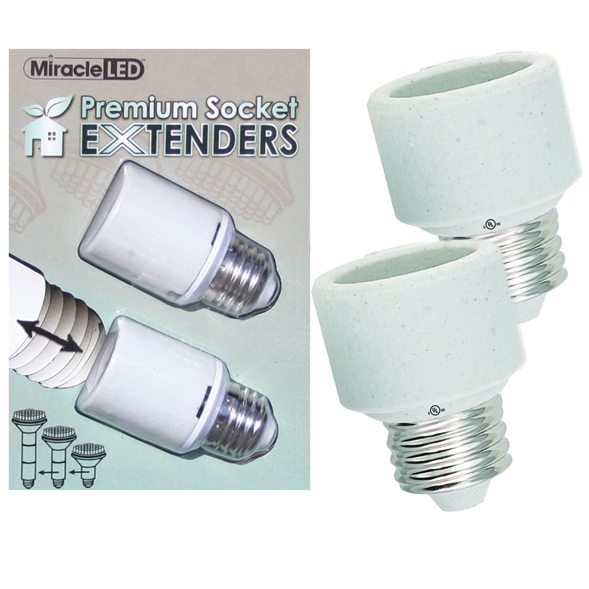 MiracleLED 1X Socket Extenders LED Bulb (2 Pack), White