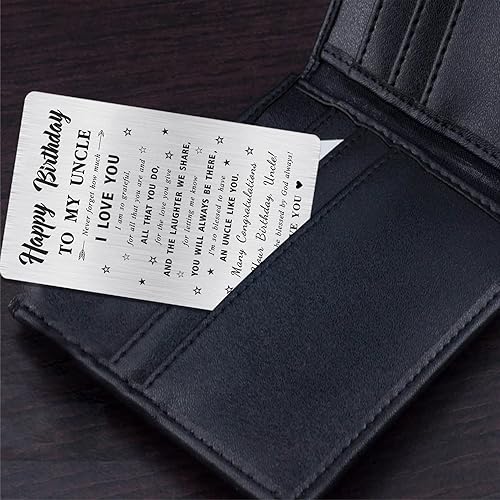 Miniatura 5 de Alotozo Tarjeta de cumpleaños personalizada para el tío  Tarjeta de billetera de acero inoxidable grabada con láser, regalo de cumpleaños para tío,