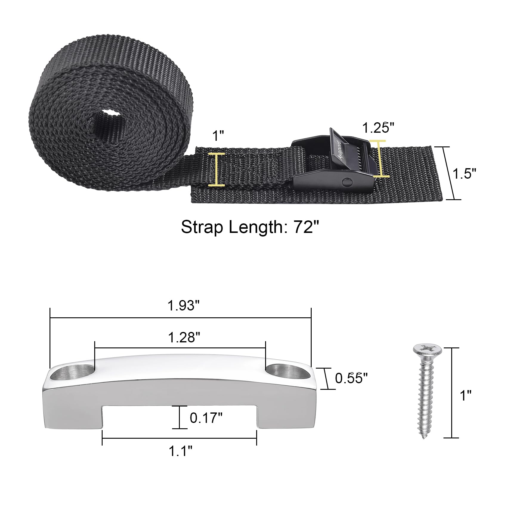 Ayaport Kit di fissaggio per batteria, kit di fissaggio per batteria, con staffa in acciaio inossidabile e viti utilizzate per accessori per batterie RV