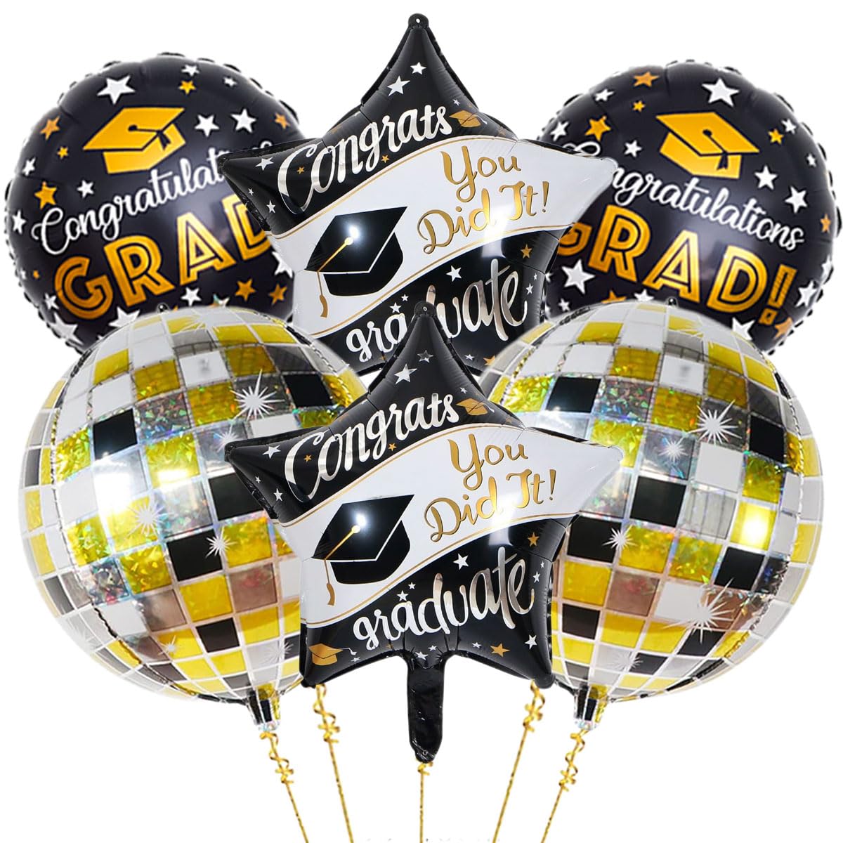 6Pcs Graduation Balloons Congrats Grad Balloons Class of 2026 Balloon for College High School Graduation Party Decorations