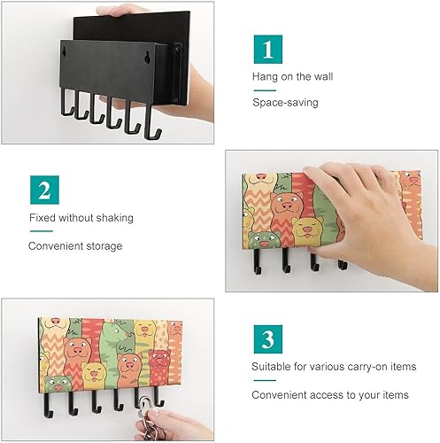 Miniatura 5 de Divertido soporte para llaves de hurones montado en la pared con 6 ganchos para llaves de entrada para puerta