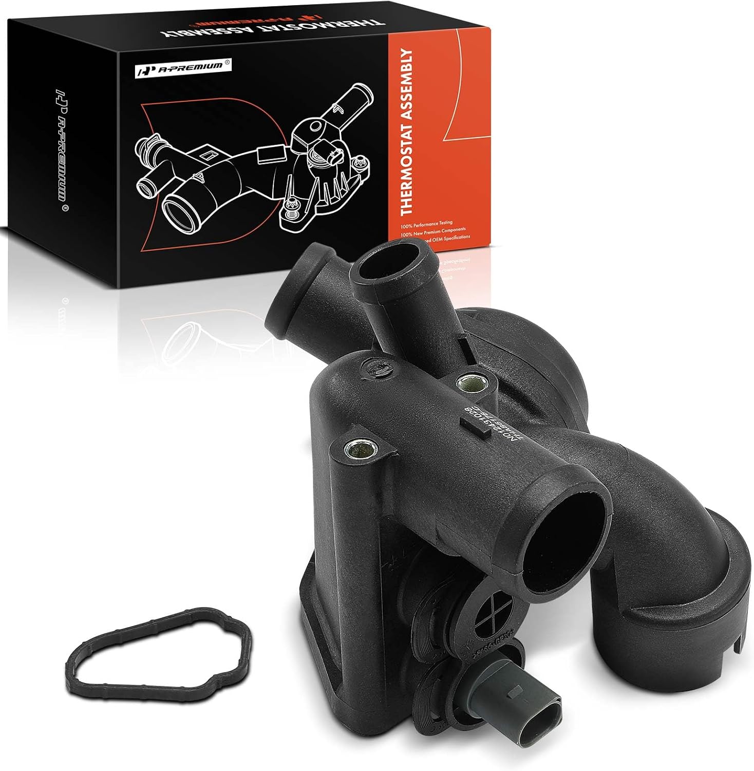 A-Premium Engine Coolant Thermostat Housing Assembly with Sensor Compatible with Volkswagen Touareg 2004 2005 2006, 3.2L, Replaces for 22121111G