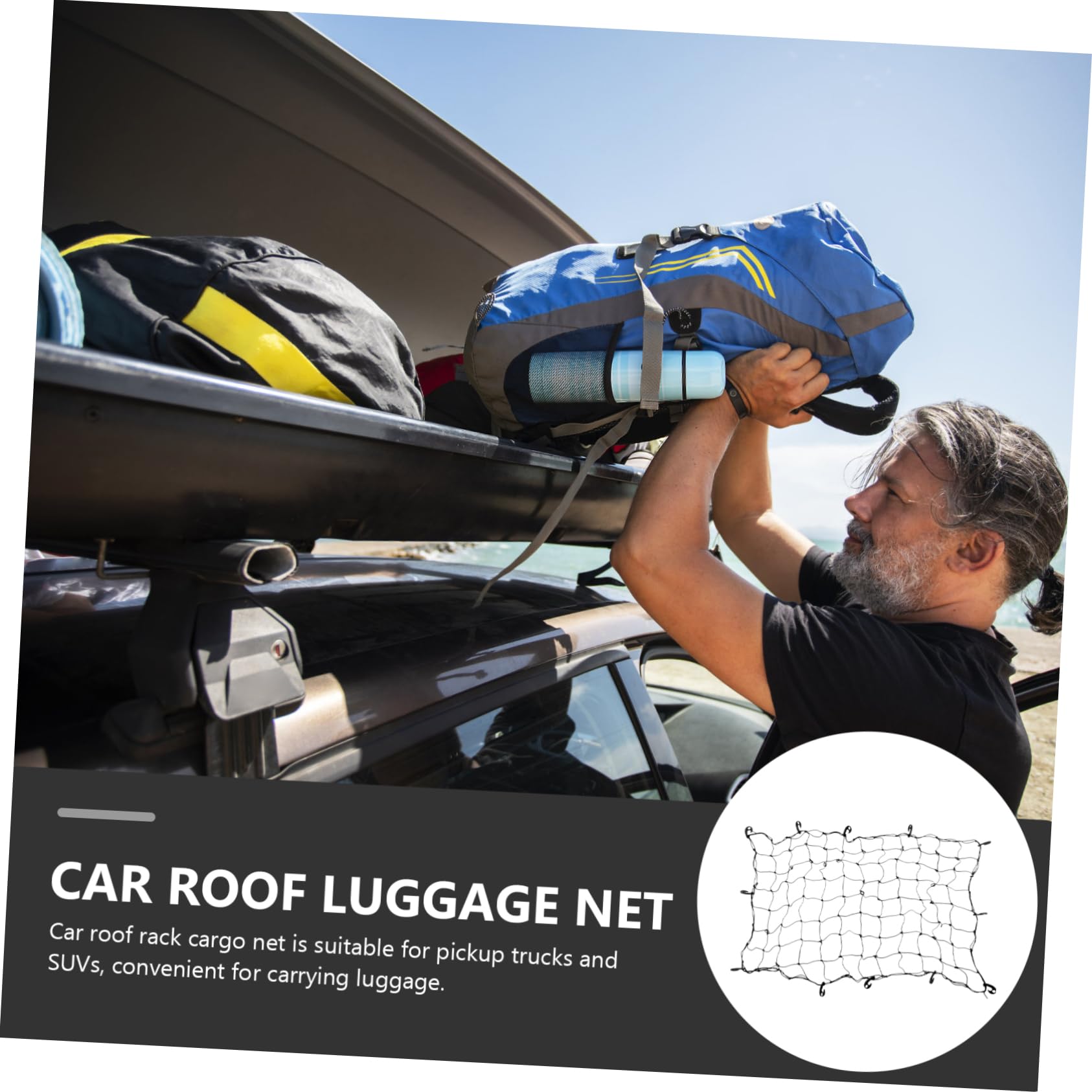 Alipis Filet de Toit pour Bagages Noir en Caoutchouc pour SUV