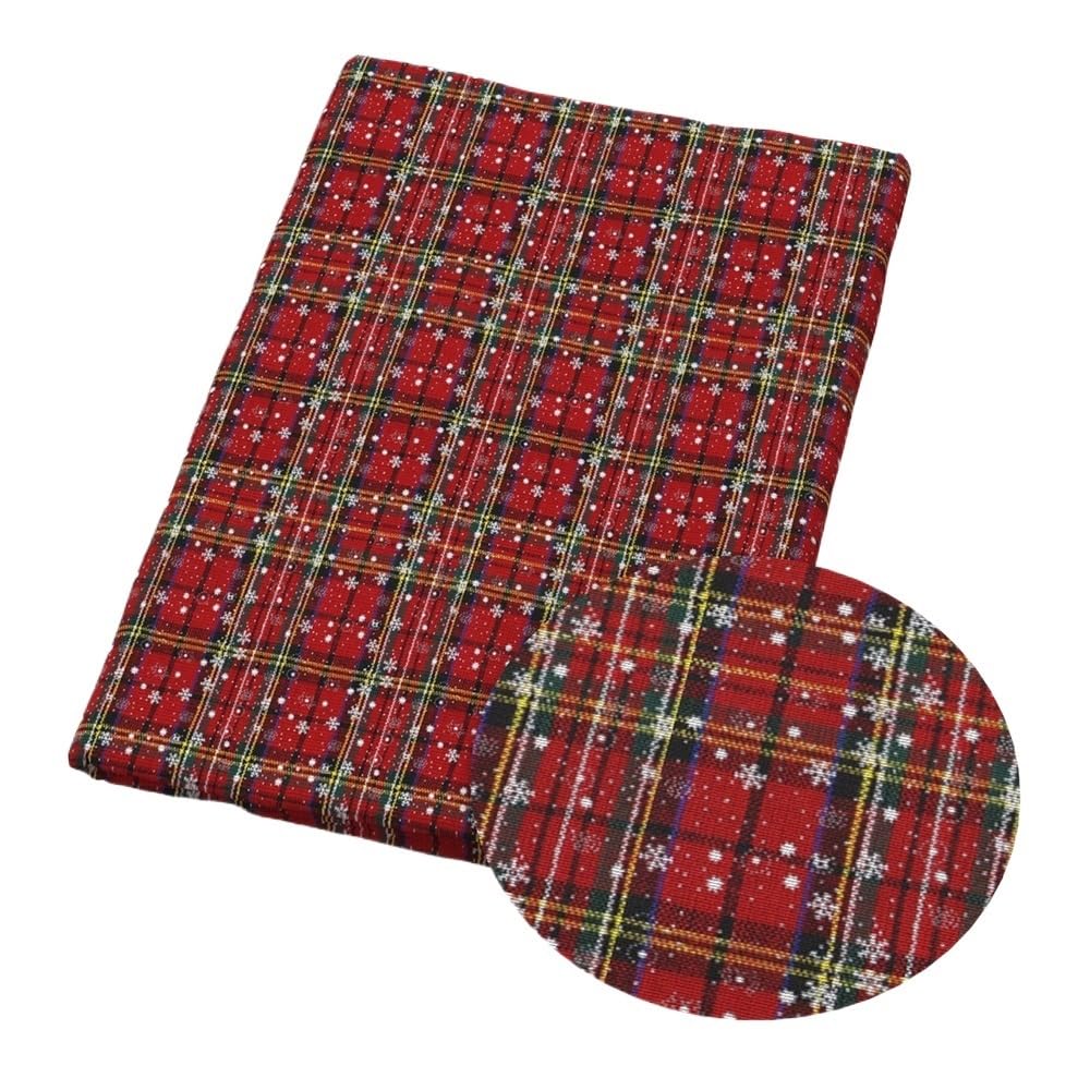 Material for Sewing 50 * 145cm Christmas Plaid Grid Patchwork Polyester Cotton Fabric for Tissue Sewing Quilting Fabrics Needlework Material(1110155)