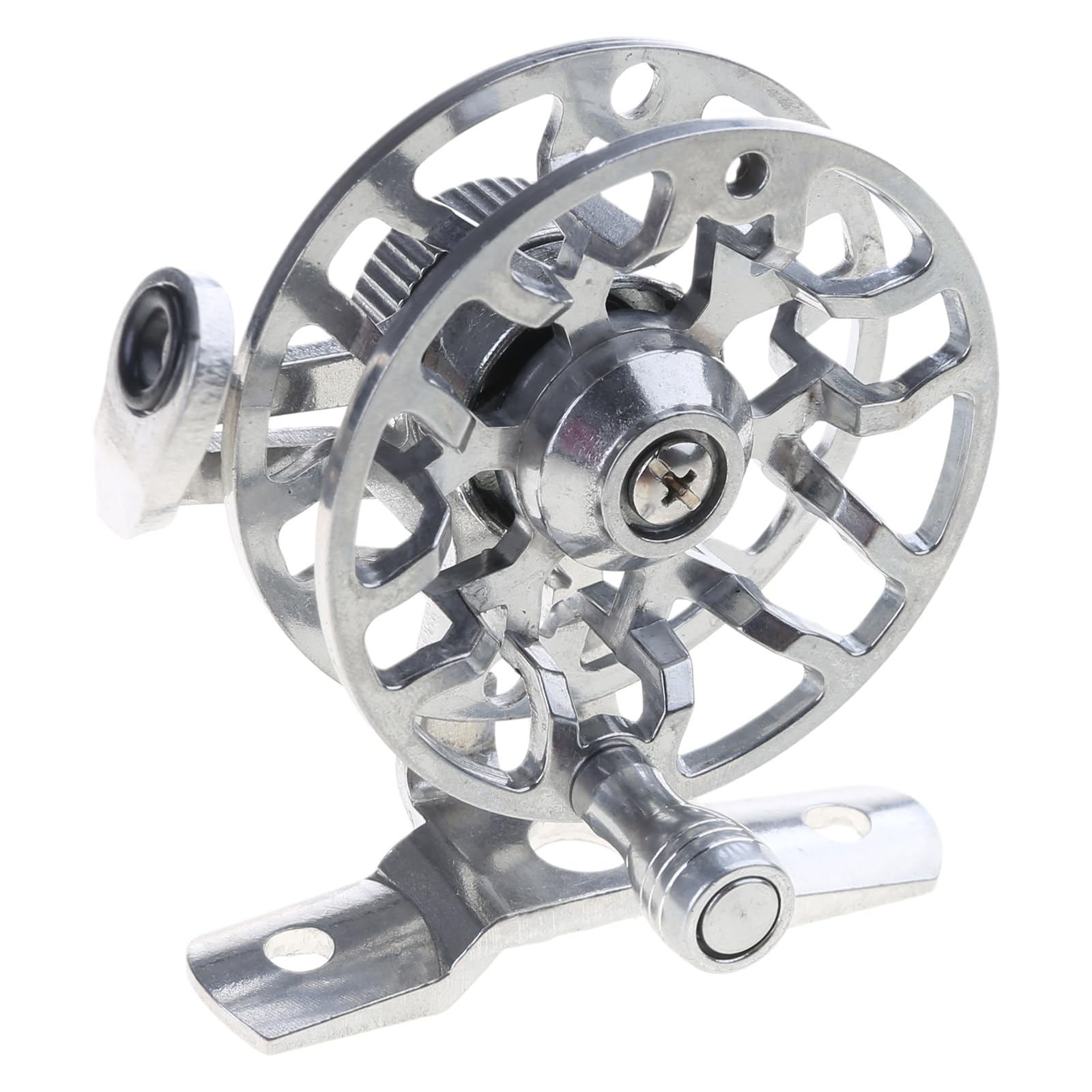 Maxtonser Fishing Reel Aluminum Alloy 50g 53mm Upgraded Base Handheld for Trout Ice Fishing Tackle
