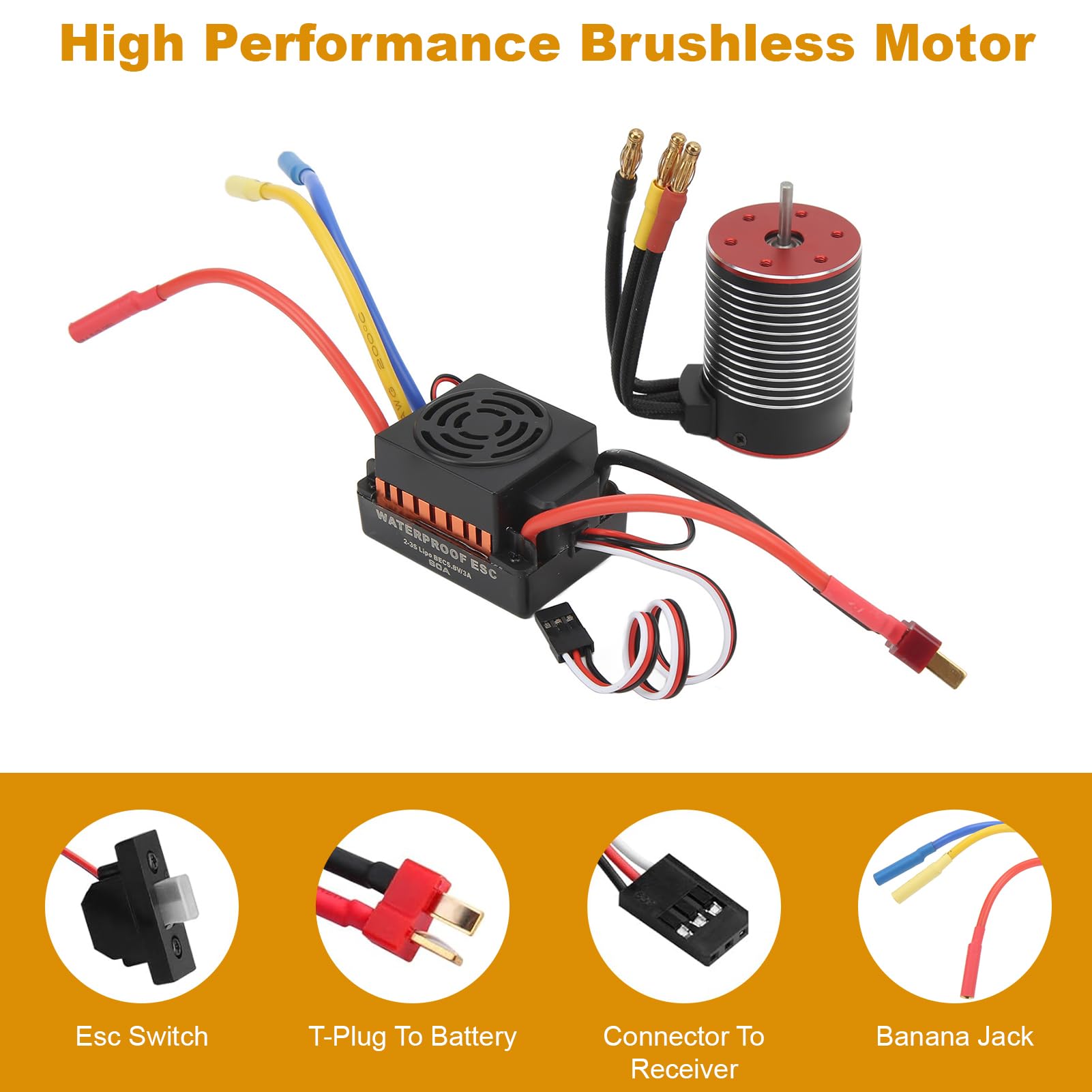 Set combinato ESC motore brushless anti acqua 5200KV 60A per aggiornamento camion auto 1 10 1 12 1 16 RC