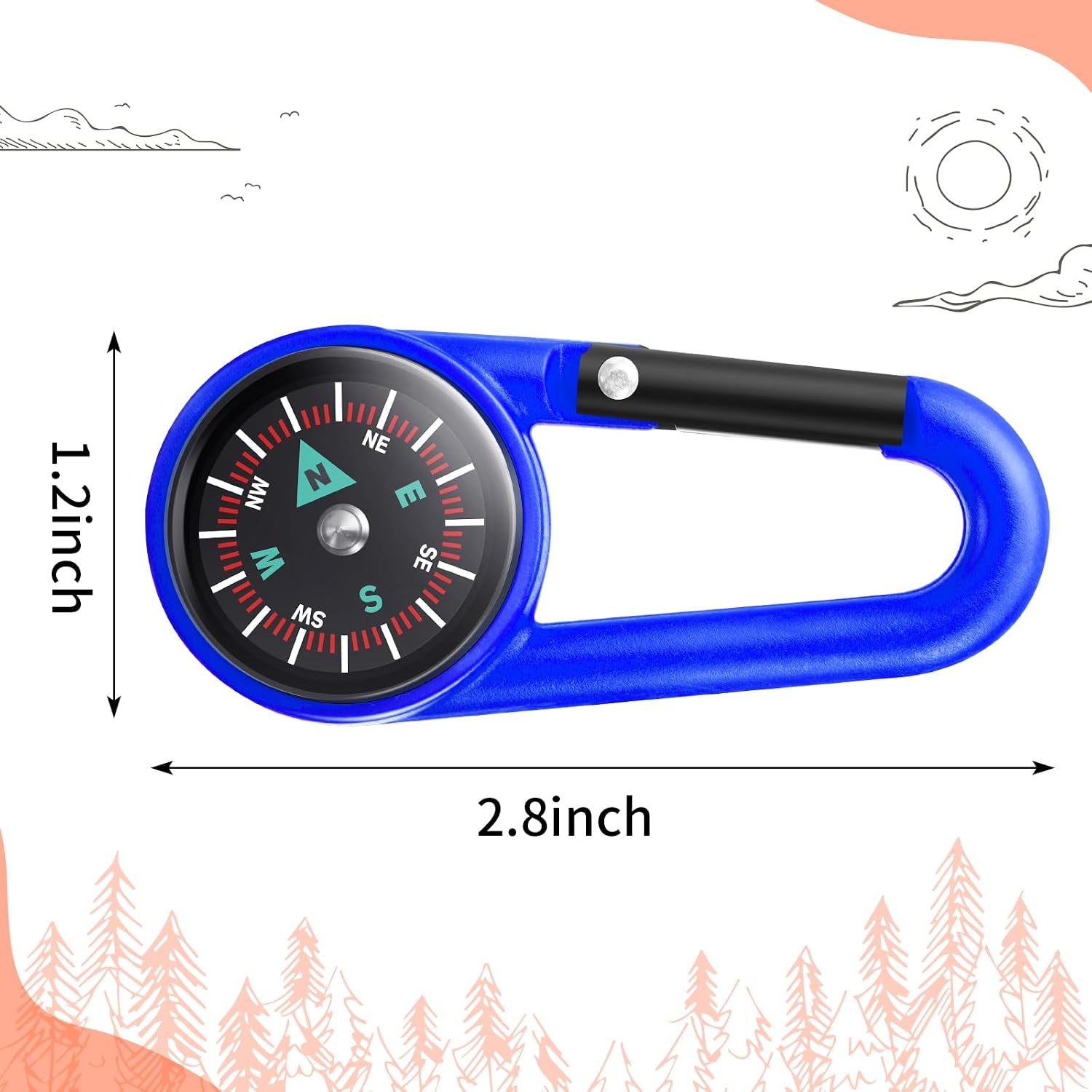 TOODOO 64 Pcs Compass Keychain for Kids Adventure, Multi Color image 2