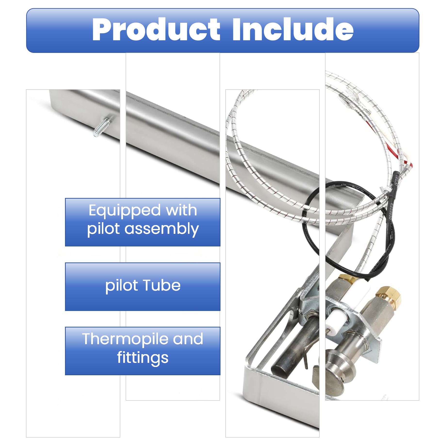long term HAXPLT1931 - Pieza de repuesto de piloto de gas natural adecuada para calentador de piscina Hayward H-Series Ed1. Incluye montaje piloto, tubo piloto y accesorios y termopila