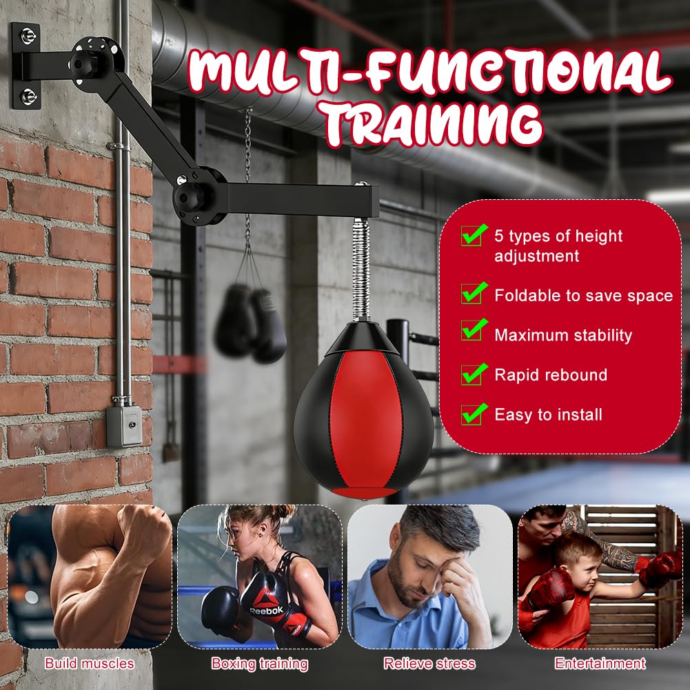Punching ball - Palla da boxe sospesa, per allenamento rapido, con pompa, regolabile e pieghevole, per bambini, adulti, per palestra, allenamento, antistress