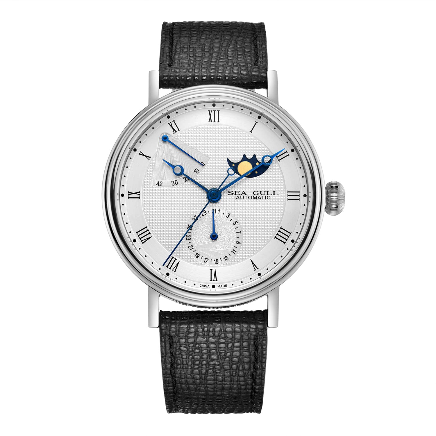 SEA-GULL 2021 New Seagull Orologio meccanico automatico da uomo Business Casual Orologio con fasi lunari Esplorazione dello spazio Confezione regalo 819.11.6092