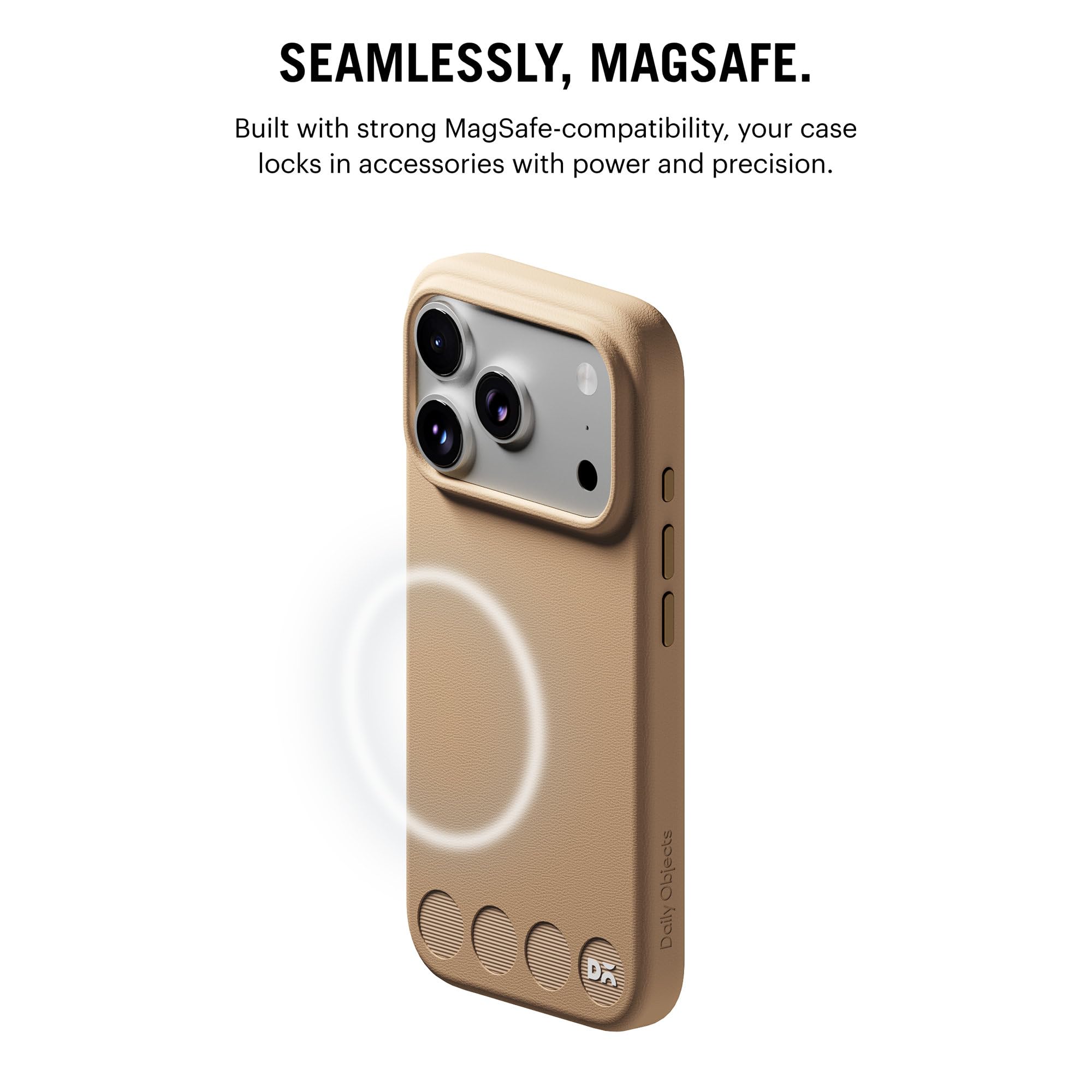 DailyObjects iPhone 17 Pro Stack Leatherette Case Cover | Compatible with MagSafe | Camera & Body Protection | Scratch Proof | Dual Hybrid Protection | Wireless Charging - Dune Beige — Amazon image 2