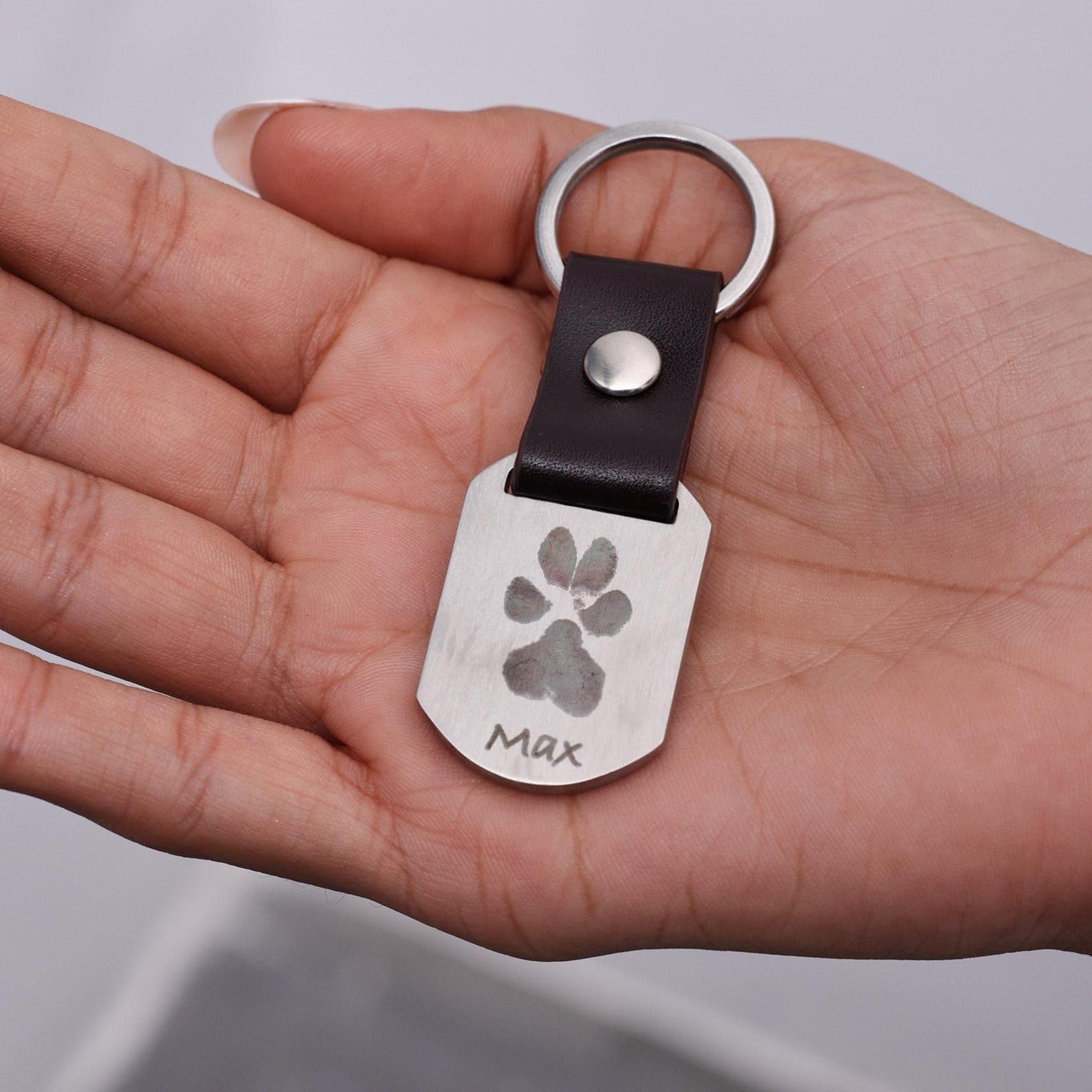 individuell Hund Nase Abdruck Schlüsselanhänger 925 Edelstahl Pfote Abdruck Haustier Partner Erinnerung handgefertigt