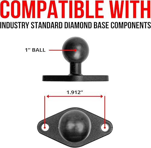 Miniatura 3 de Tackform Adaptador de base de taladro de diamante se adapta al patrón de agujeros AMPS. Construcción de metal con revestimiento de goma en la bola.
