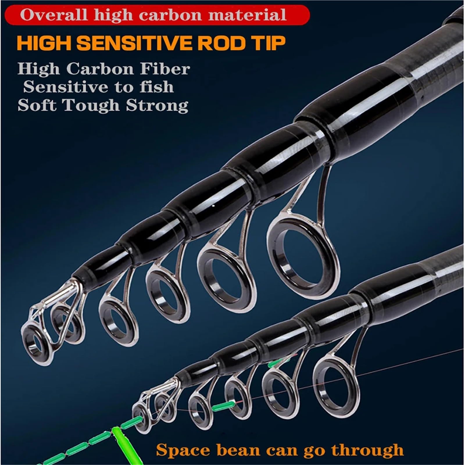 Canna da pesca Asta con esca telescopica in carbonio 1.8M -3.0M Attrezzatura professionale da pesca