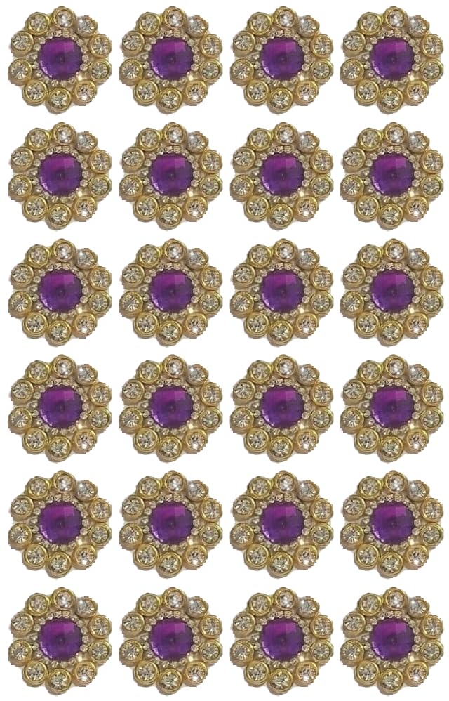 UE Flowers Design Handmade Embroidery Applique/Decorative Patches for Cloths Saree Blouse Kurti Salwar Lehanga Wedding Dresses Curtain Bags Chaniyacholi & Craft Decoration (Purple 24 Pieces)