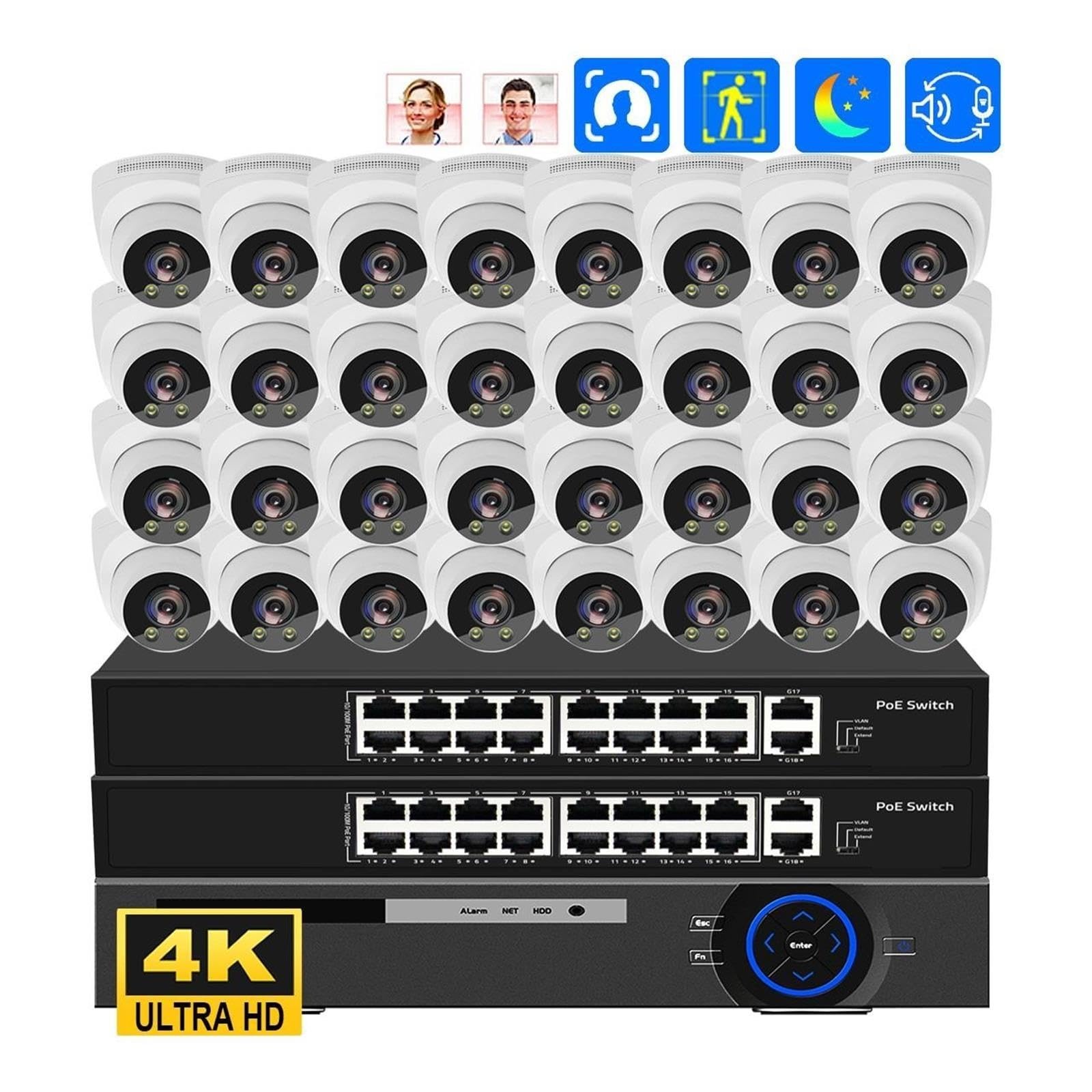 Sistema di telecamere di sicurezza a cupola PoE 32CH 4K 8MP