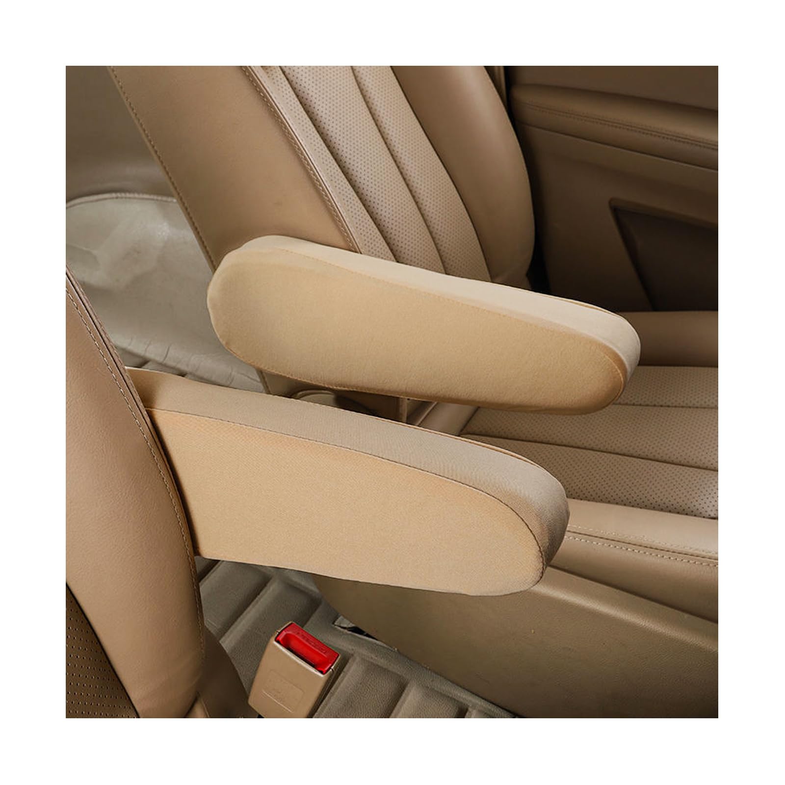 Photo 1 of Kewucn 2 PCS Car Front Seat Armrest Covers, Elastic Fabric Auto Seat Armrest Protectors, Universal Seat Arm Rest Cover Replacement, Vehicle Interior Decor Accessories (Beige)