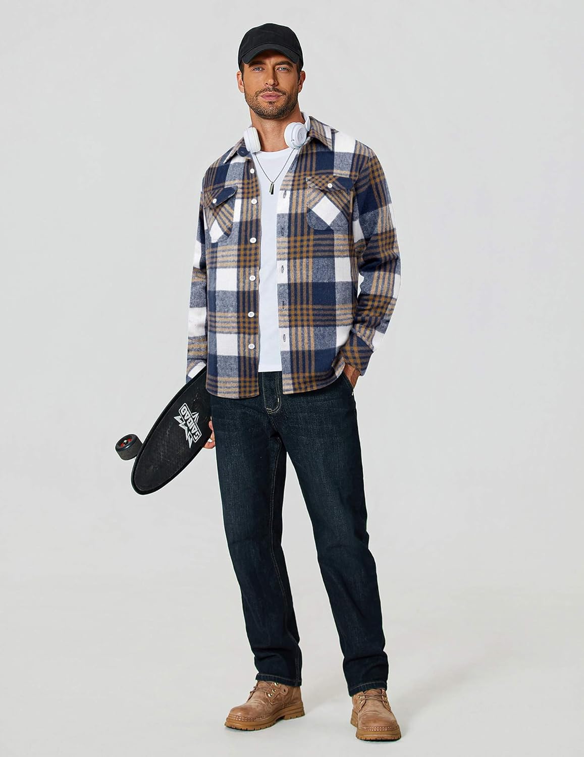 COOFANDY Men Flannel Shirt Casual Button Down Shirt Jacket Long Sleeve Plaid Shirts with Pockets - Image 2