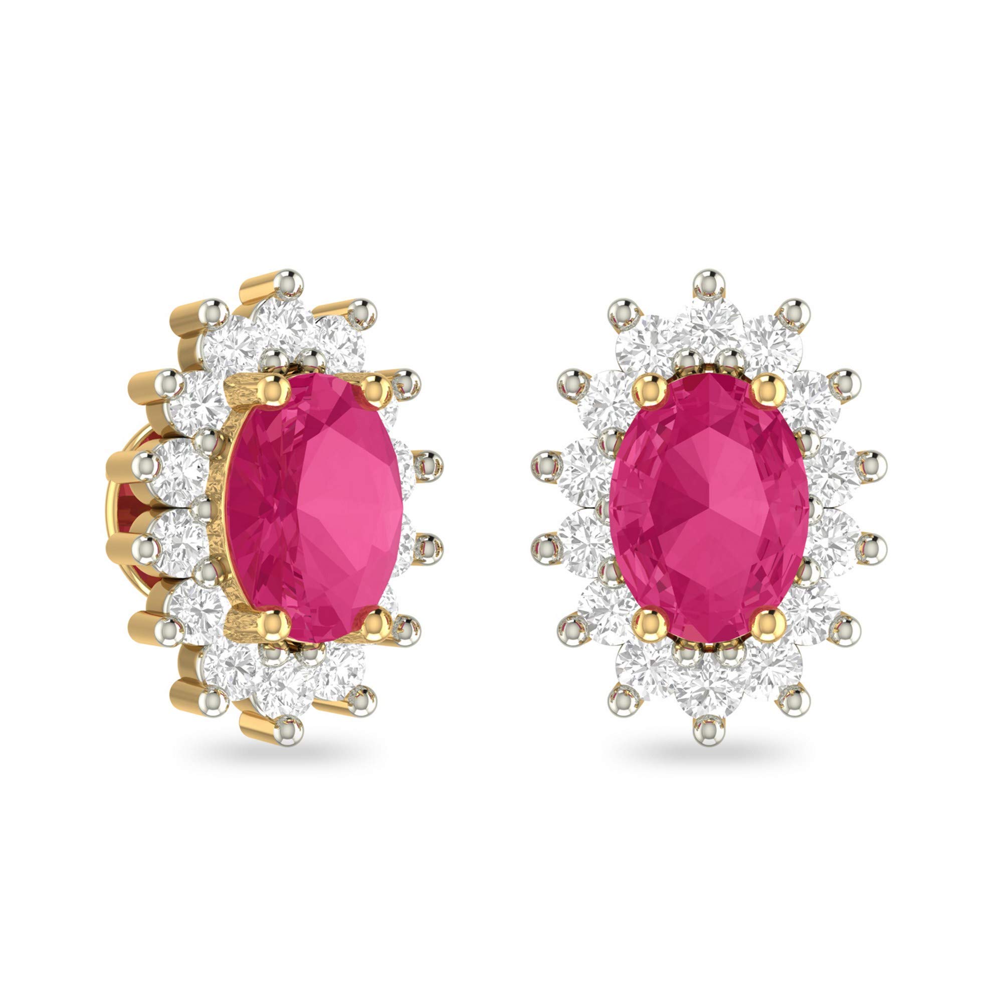 Yellow Gold and Diamond Stud Earrings for Women-image-41