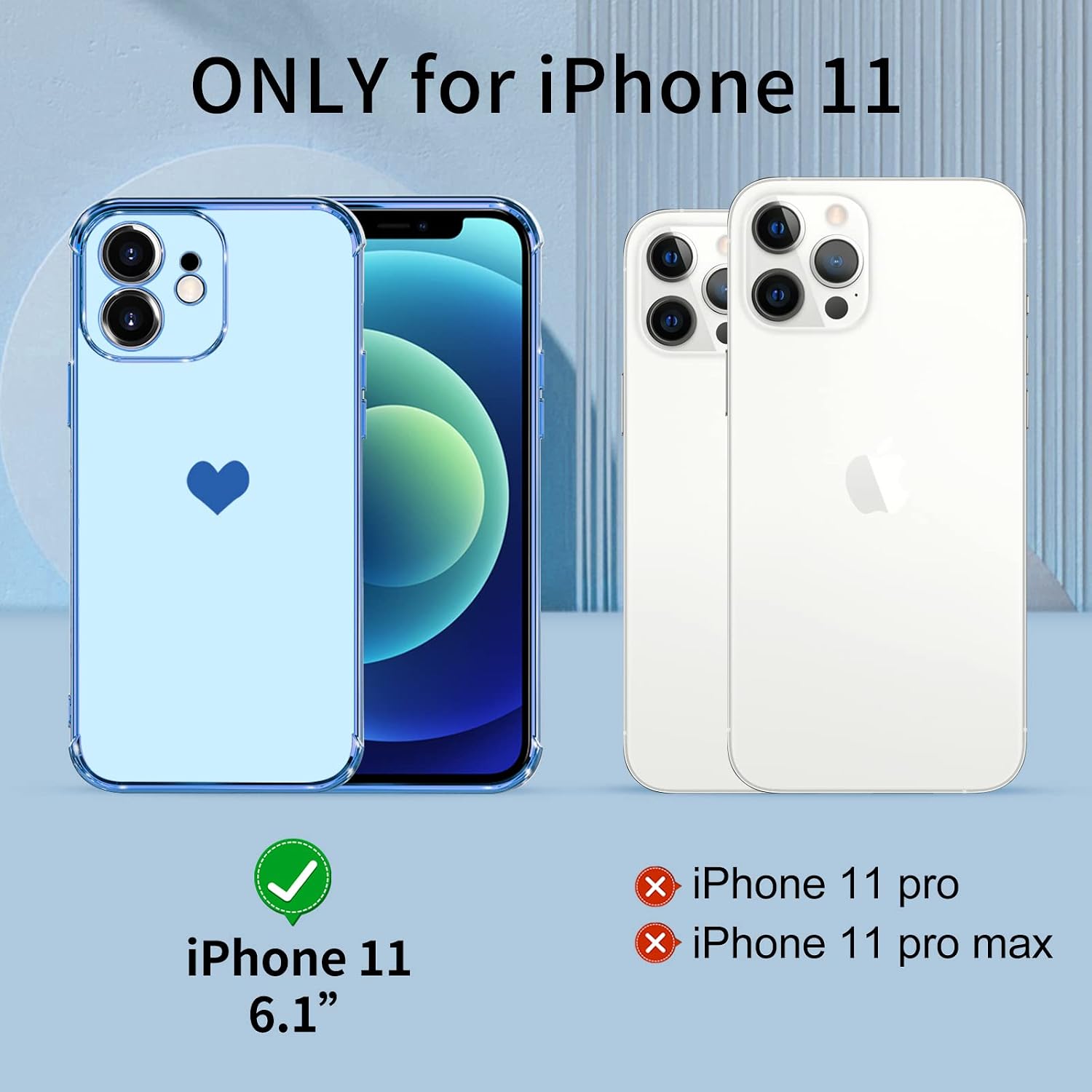 Raylon Designed for iPhone 11 Case, Screen Protector Slim Fit Shockproof Cover for iPhone 11 Case 6.1 Inch Sierra Blue