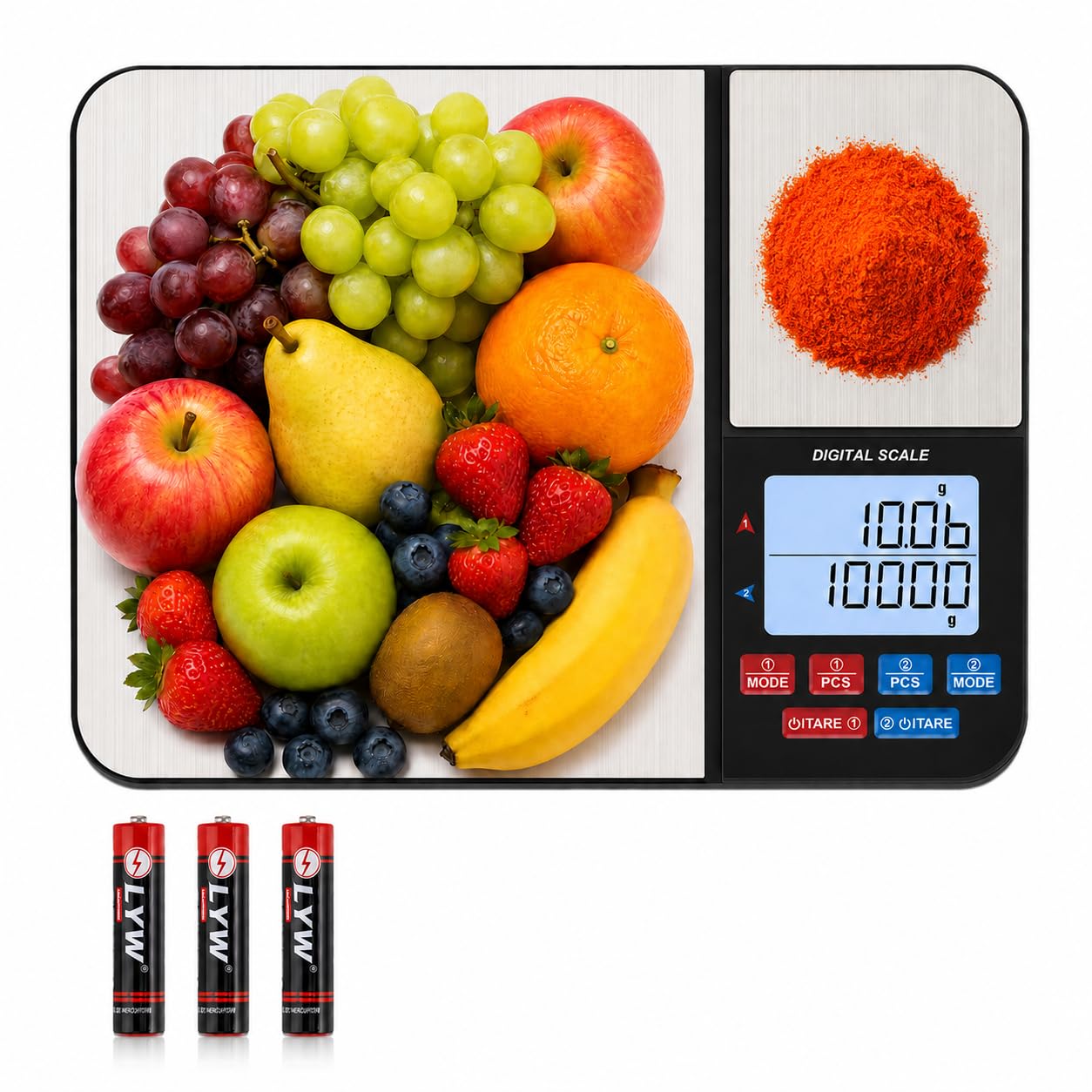 Dual Platform Kitchen Scale, [New Version] [10kg/0.01g] Diyife Stainless Steel Weighing Scales Kitchen, High Precision Food Scale with LCD Display, PCS Features, Tare for Baking, Coffee, Jewelry-image-30