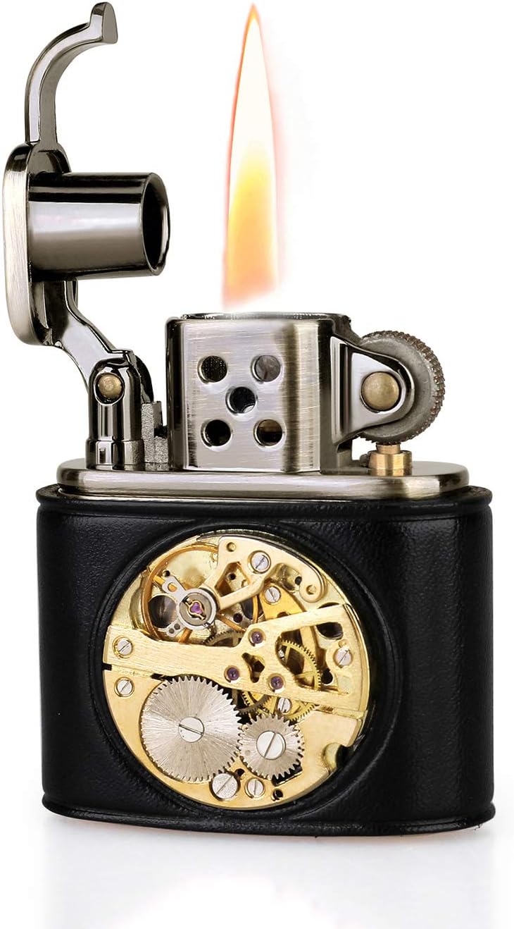 Morisk Cool Kerosene Lighter Fluid Refillable with Removable Metal Lighter Case/Insert, Reusable Vintage/Antique/Classic Lighter, Unique Birthday Gifts for Men Dad Husband