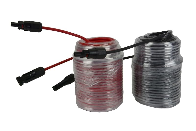 Cabo de Extensão Solar PV 12 AWG 150 pés Vermelho + 150 pés Preto com Conectores Staubli MC4 TEMCo Industrial