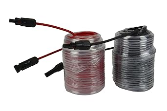 TEMCo Solar Panel Extension Cable 12 AWG 100 Ft Red + 100 Ft Black w/Staubli MC4 Connectors