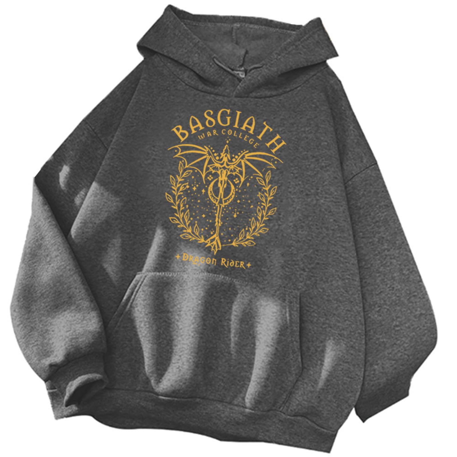 Cuttee Unisex Gray Fourth Wing Basgiath War College Dragon Rider Hoodie | Romantasy Fantasy Pullover Sweatshirt For Book Lovers, Gift For Fans-||L