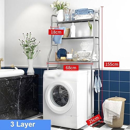 Miniatura 3 de Unidad de almacenamiento de baño Lavadora de acero inoxidable Soporte superior Estante de almacenamiento de baño Estante de acero inoxidable Ahorro