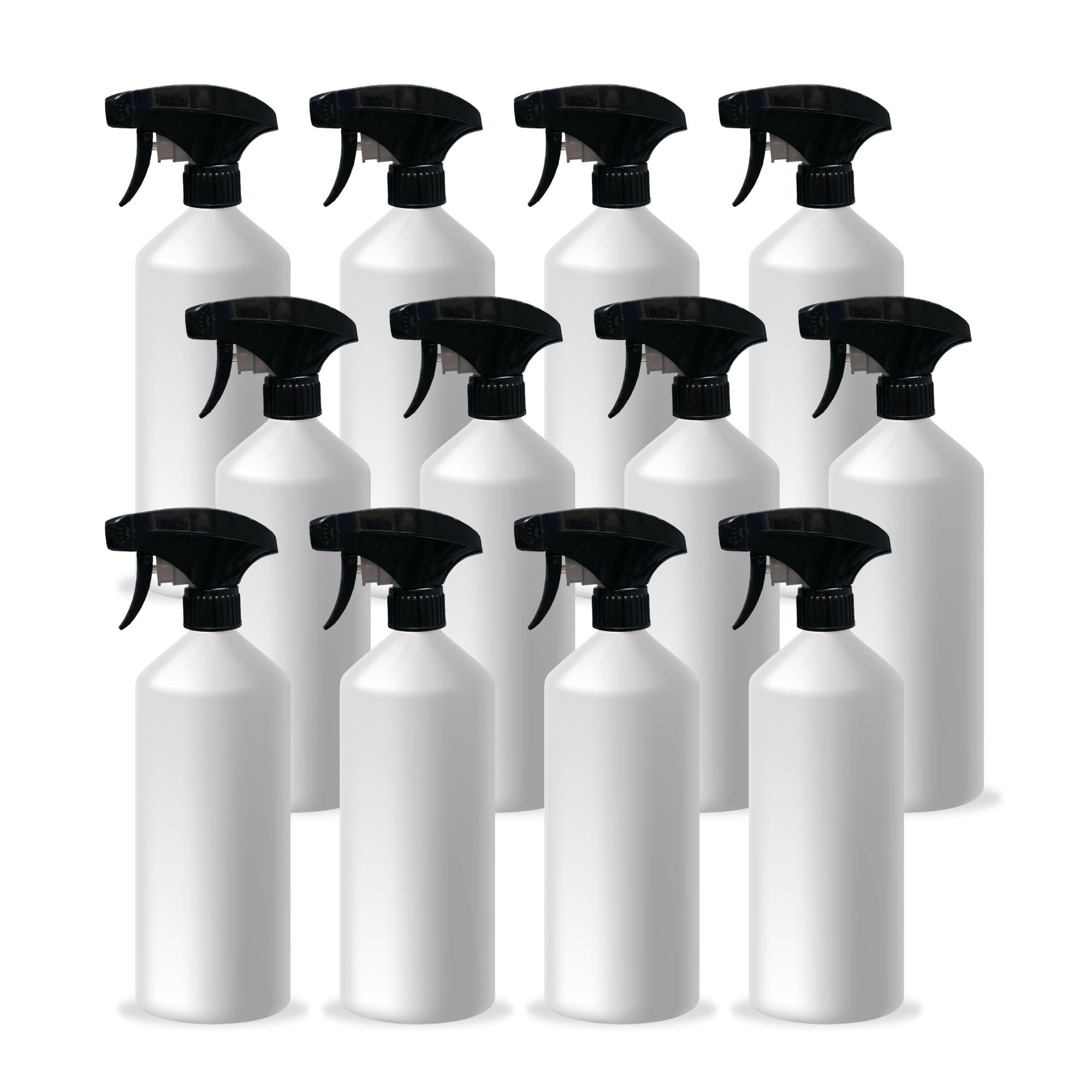 Filo Plastic Spray Bottles for Cleaning 12x 1L - Reusable Black Spritzer Heavy Duty Chemical Resistant - Large Trigger Spray Bottle Set for Car Detailing, Gardening & Professional Janitorial Use