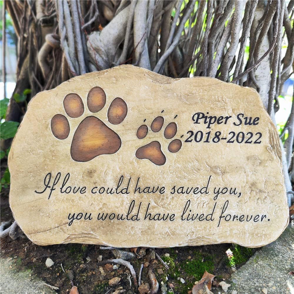 Paw Print Pet Memorial Stone Suitable for Cats and Dogs for Outdoor Use